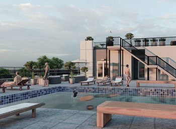 Rendering of pool and clubhouse